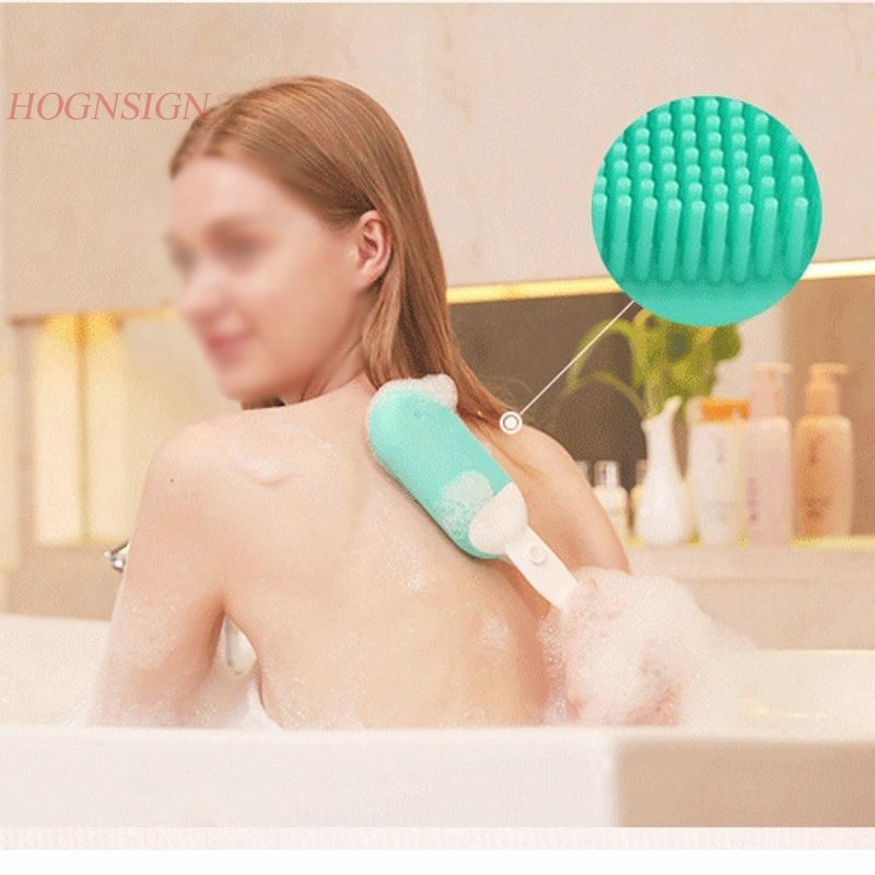 Four Generations Of Sonic Electric Bath Brush Massage Silicone Body Cleansing Tool 39 Degree Long Handle Bathing Artifact