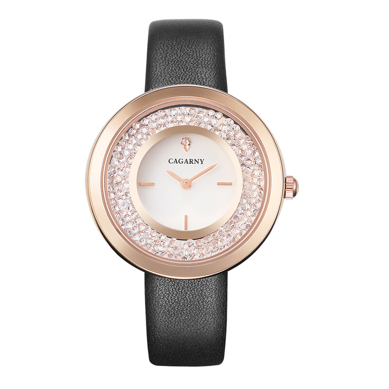 Cagarny Hip Hop Ice Out relojes de mujer lujosos diamantes brillantes reloj femenino oro rosa resistente al agua reloj de pulsera de mujer de moda