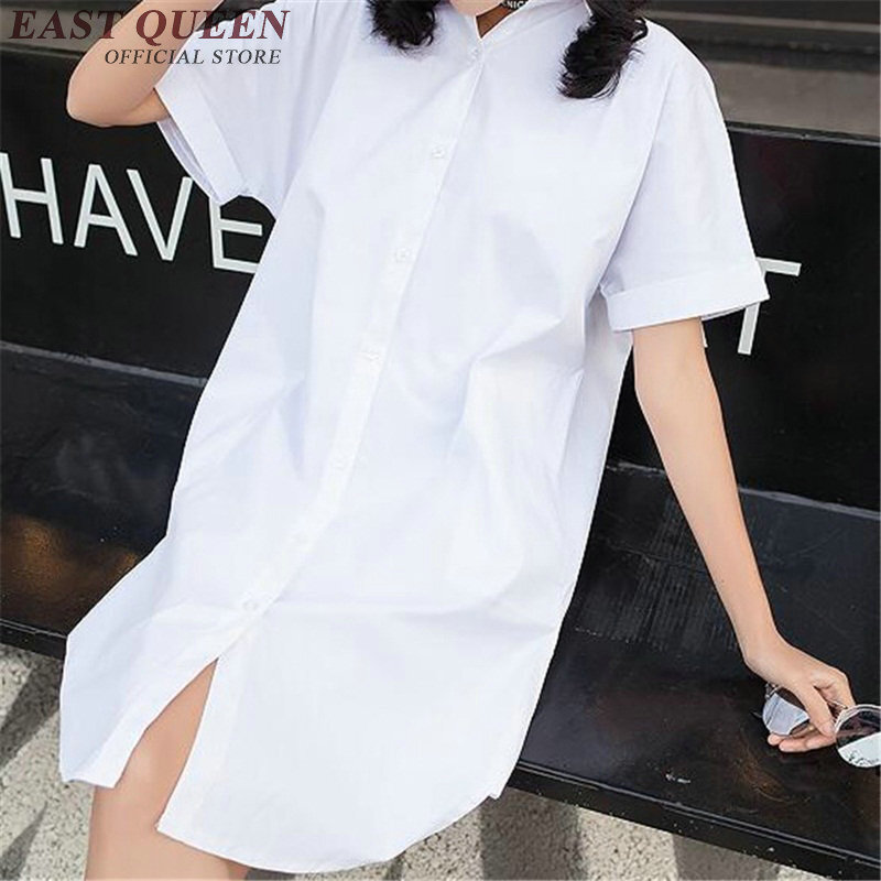 New đến 2018 mùa hè phụ nữ áo ba quý tay áo áo sơ mi trắng nữ nút phía trước giản dị thời trang dạo phố S-3XL NN0337 HQ
