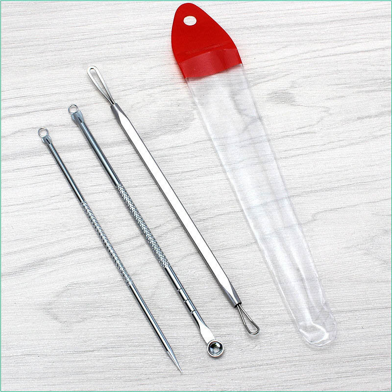 3pcs/set Blackhead Remover Acne Blackhead Vacuum Comedone Blemish Extractor Pimple Needles Removal Tool Spoon For Face