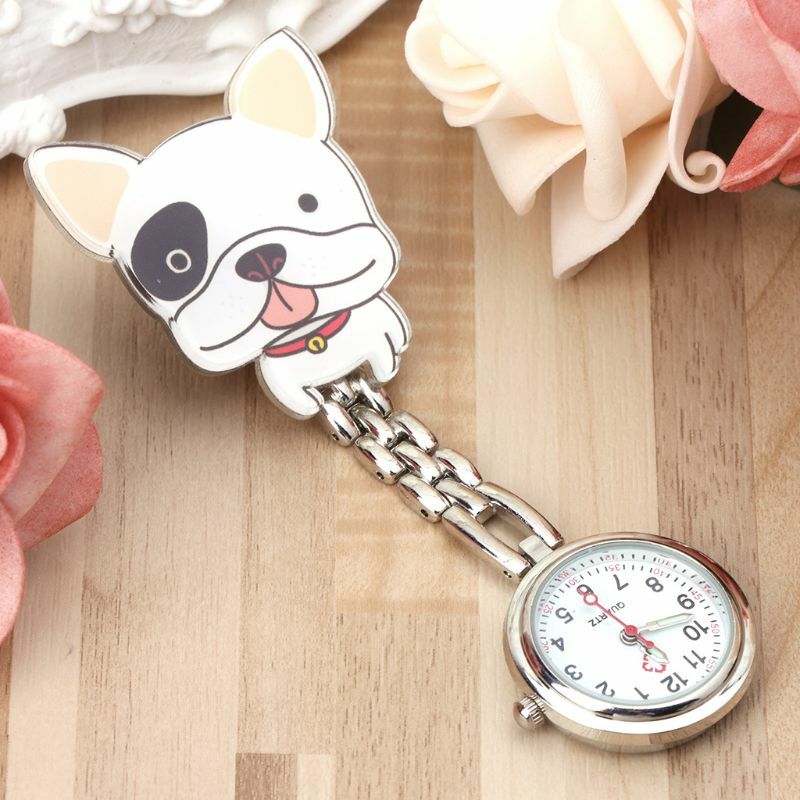 New Nurse Watch Quartz Cute Puppy Cartoon Hang Clip Medical Women Lady Watches Pocket Chest Portable Time Supplies Jewelry Gifts