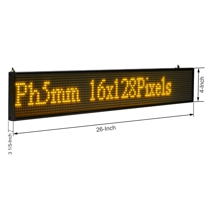 Tablero de mensajes LED P5 SMD de 66CM, 16x128, amarillo, WIFI, inalámbrico y usb, información de desplazamiento programable, mensaje publicitario