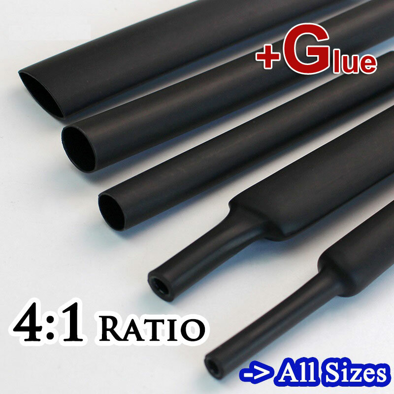 4/6/8/12/16/18/20/24/32/40/52MM 4:1 ratio Heat Shrink Tube with Glue Dual Wall Adhesive Lined Tubing Sleeve Wrap Wire Cable kit