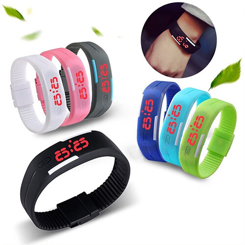 Popular Men's Women's Silicone Red LED Sports Bracelet Touch Watch Digital Wrist Watch Electronic Wrist Watch For Boy Girl Gift