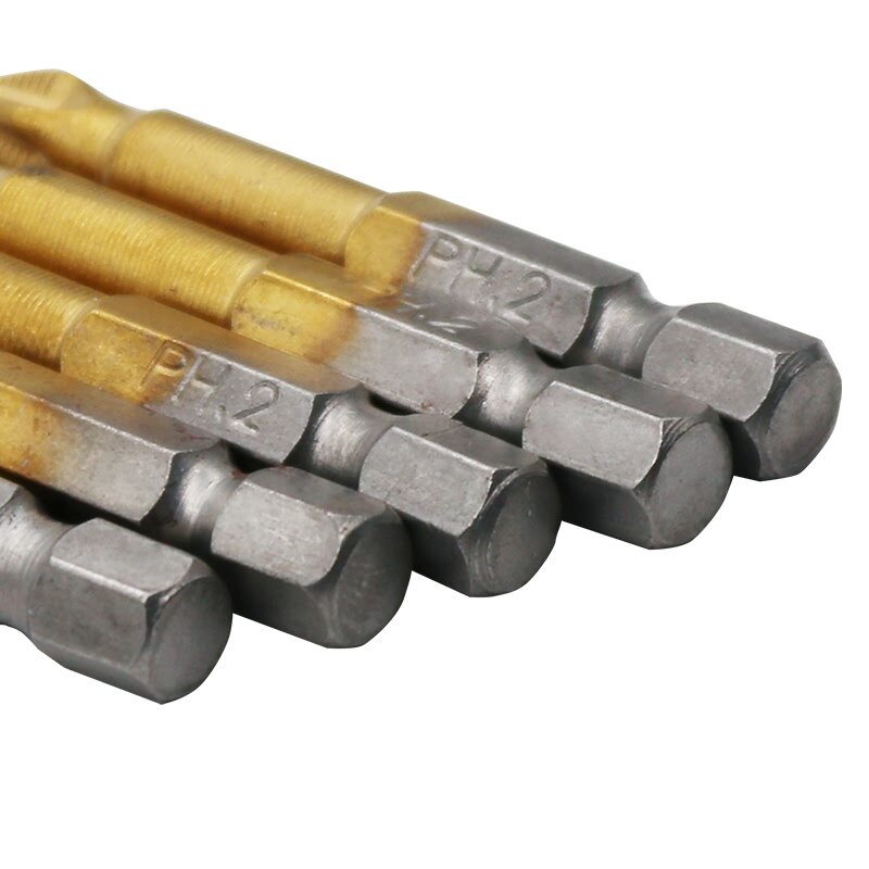 5 Teile/satz Titan beschichtet Anti Slip Phillips 1/4 "Hex Schaft Schraubendreher-bits L 49mm PH2 Elektrische S2 Schraubendreher bit Hand Werkzeuge