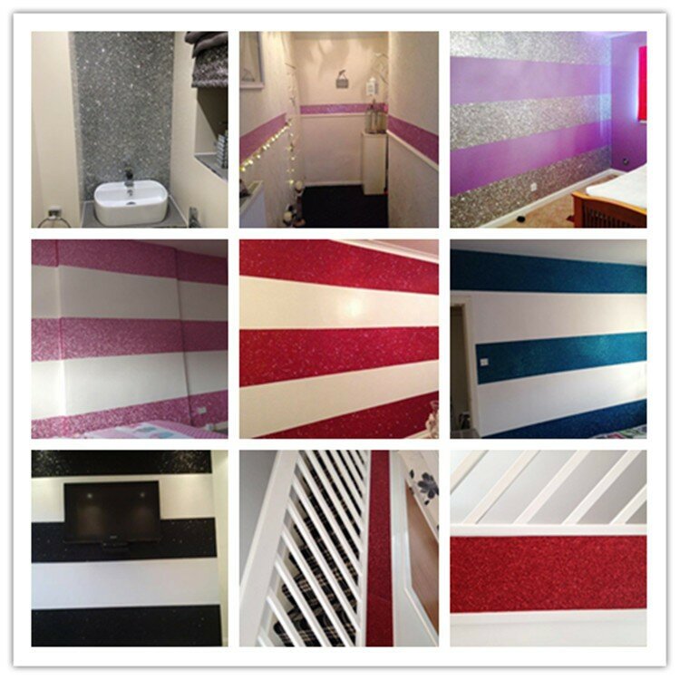 25*138Cm Wallpaper Gulung Warna-warni Glitter Wallcovering Dekorasi Rumah, Kualitas Tinggi Warna Solid Gemerlapan Ruang Tamu Wallpaper
