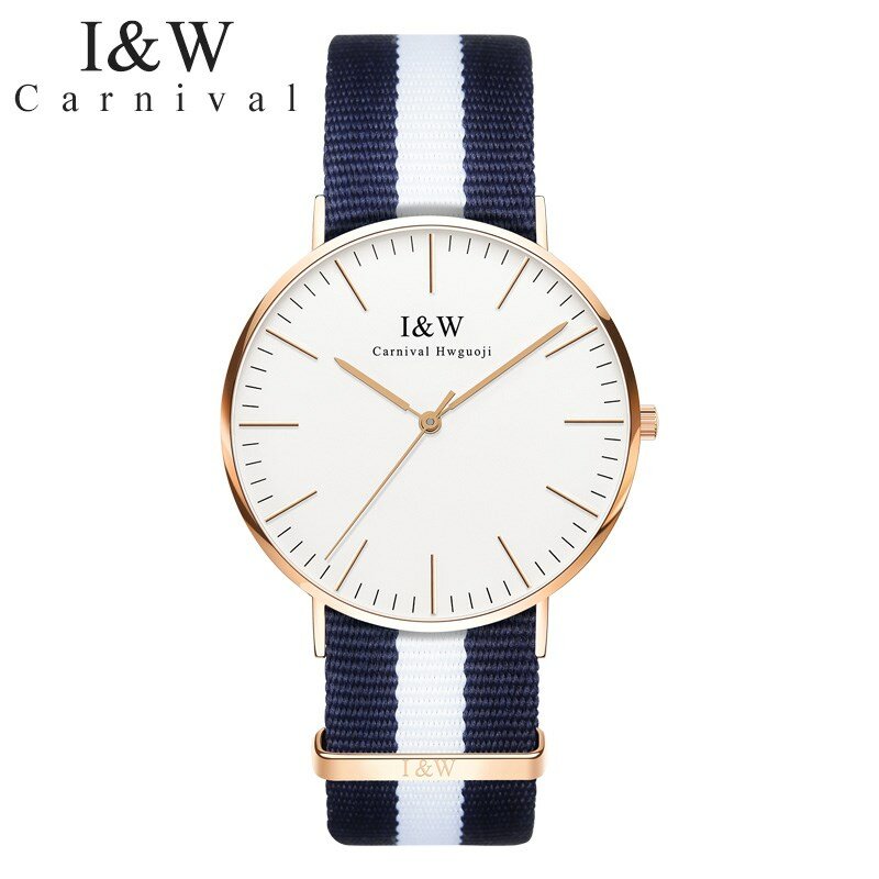 Fashion Ladies watch Brand new CARNIVAL High end quartz Watch women Waterproof Sapphire Nylon or Leather band Montre femme 2018