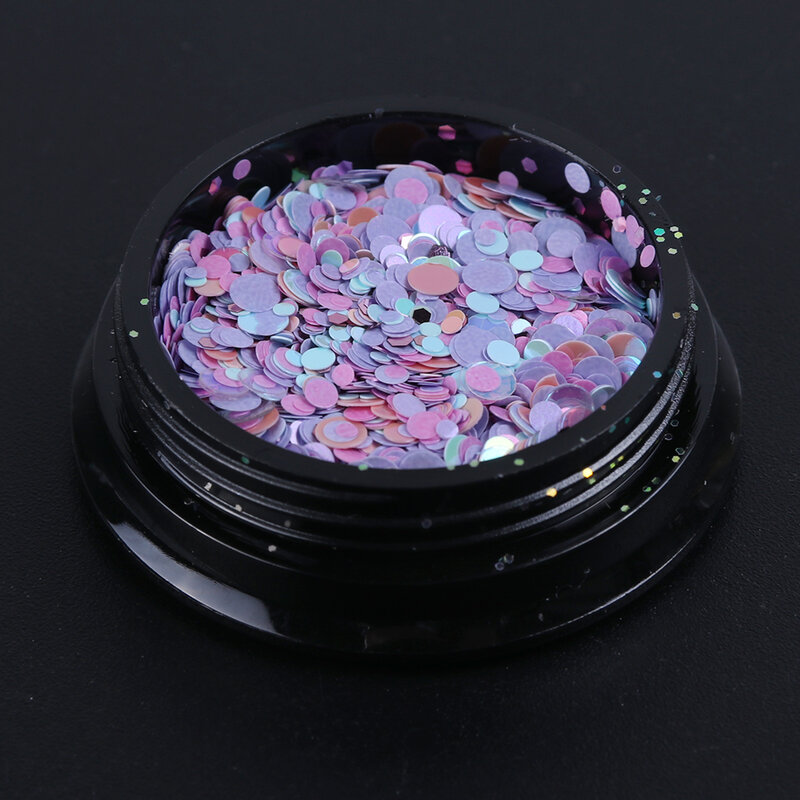 Nail Glitter Flakes 3D Circle Round Hexagons Nail Art Sequins Sparkly Paillette Decorations Acrylic Polish Manicure TRPX01-12