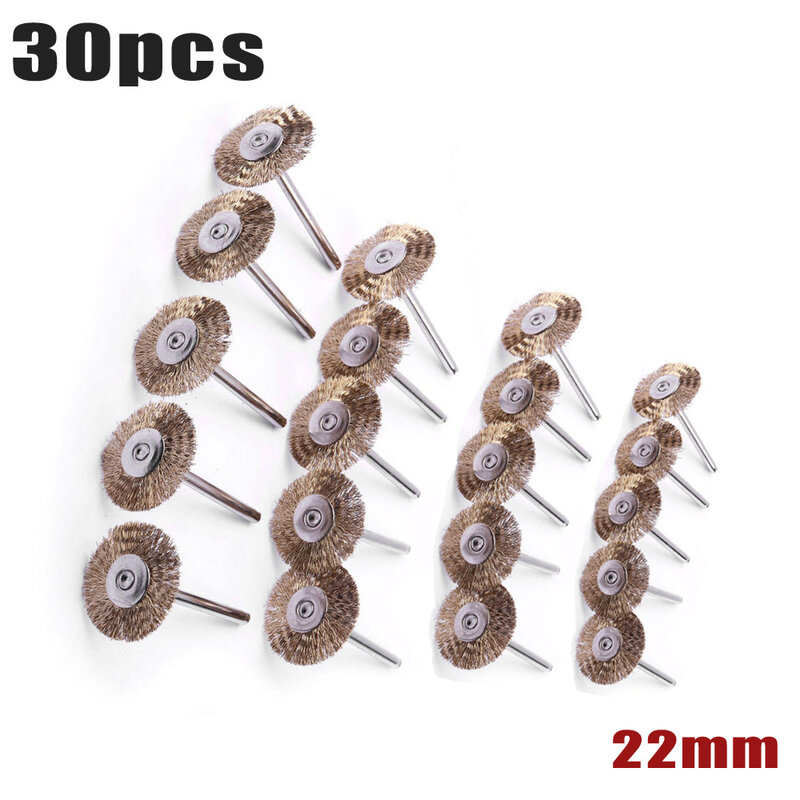 30*Wheel Brushes Polishing Attachment Accessories Rotary Set Mini Wire Brush Brass Rust Tool Copper Grinding Cleaning Deburring