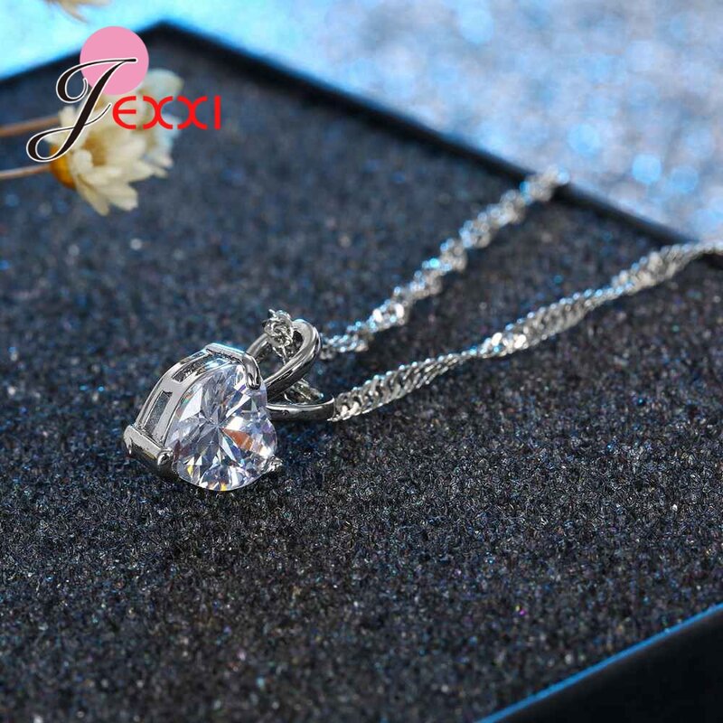Модные ожерелья из стерлингового серебра 925 пробы для женщин, вечерние ожерелья для влюбленных, милое женское ожерелье в форме сердца с фианитом