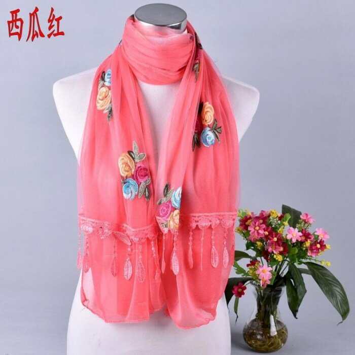 brand scarf women's leaves flowers long shawl Spring and Autumn echarpe high-quality organza lady elegant hijab wrap