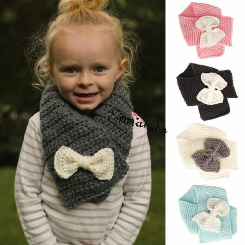 Écharpe à nœud en laine tricotée pour enfants, 4 couleurs chaudes, nouvelle collection hiver, garçon et fille