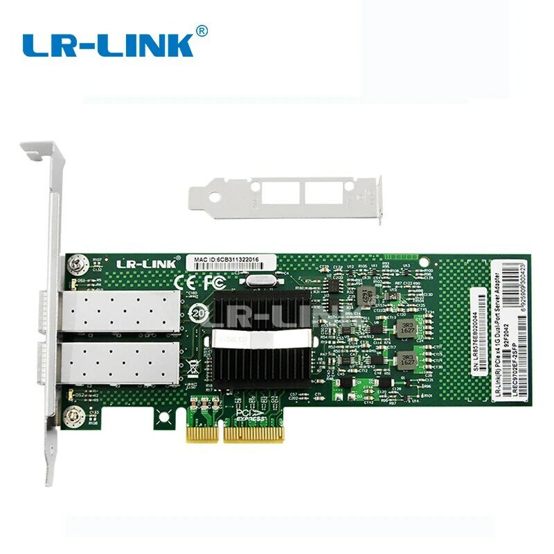 Carte réseau optique pci-express Intel LR-LINK E1G42EF, composant pc à double Port Ethernet Gigabit, Compatible avec processeurs Intel 82576, 9702ef-2sfp