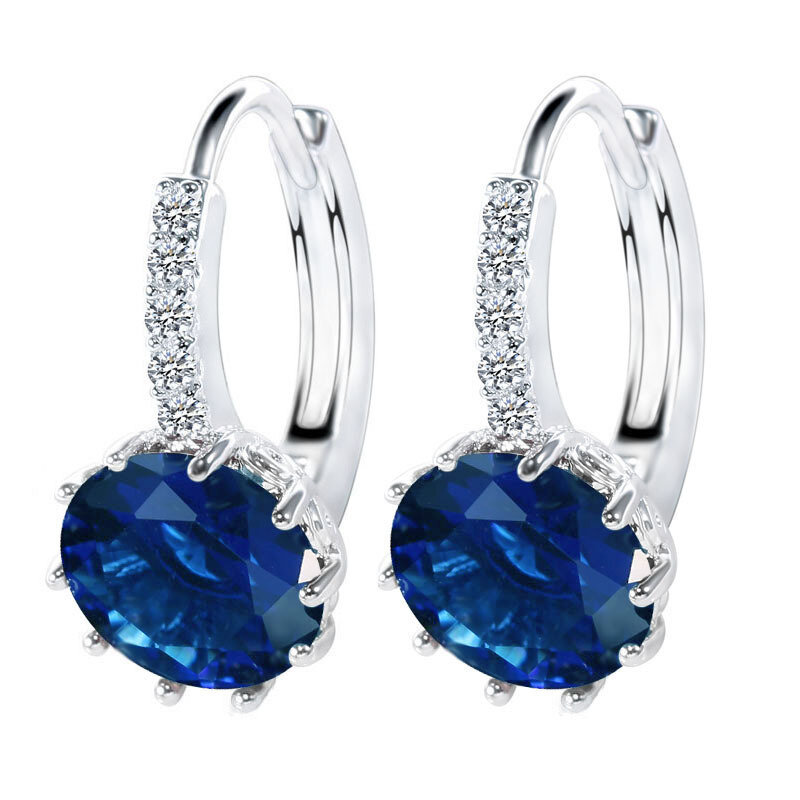 925 Silver  Hoop Earrings For Women Wedding Engagement Austrian Crystal Fashion Jewelry Lovers' Best Gift Wholesale