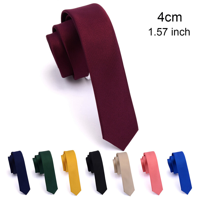 GUSLESON-Cravates tissées à la main pour hommes, cravates décontractées, slim, solide, rouge, jaune, vert, slim, mode, fête de mariage, qualité, 4cm