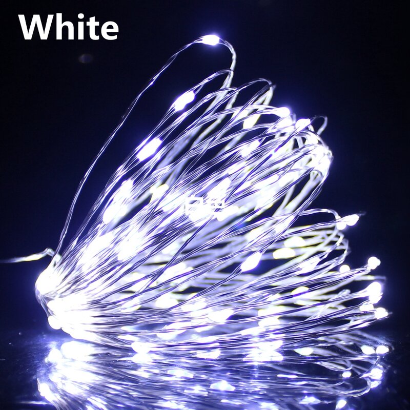 Copper Wire LED String Lights, Guirlanda de Natal, Interior, Quarto, Casa, Casamento, Decoração de Ano Novo, Bateria