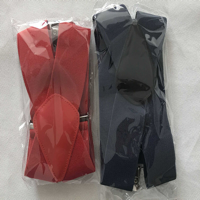 Suspensórios elásticos de volta em x, suspensórios ajustáveis de 4 grampos de 50mm, preto, vermelho, cinza pesado para homens