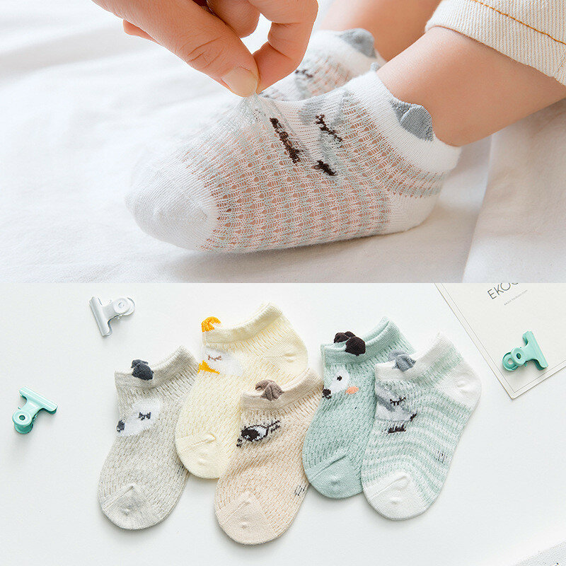 Meias para recém-nascidos, meias de algodão finas para bebês, meninos e meninas, casual para o verão
