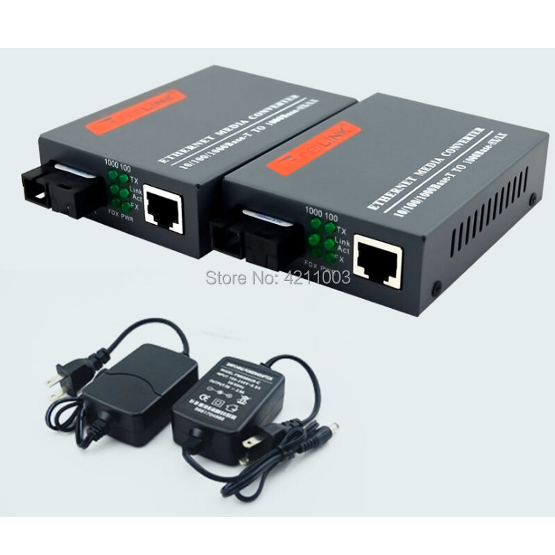 1000Mbps Konverter Media Serat Optik HTB-GS-03 A/B SM Port SC Tunggal Gigabit Placa Metro Switch Fibra