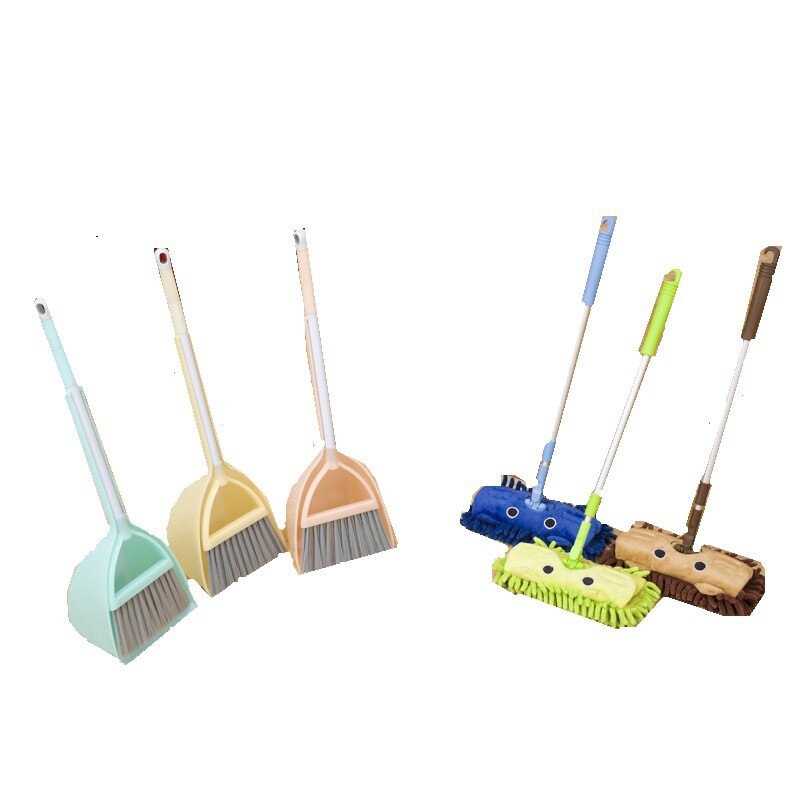 Baby mini sweeping house cleaning toys set child mop broom dustpan set telescopic tablet drag pretend play