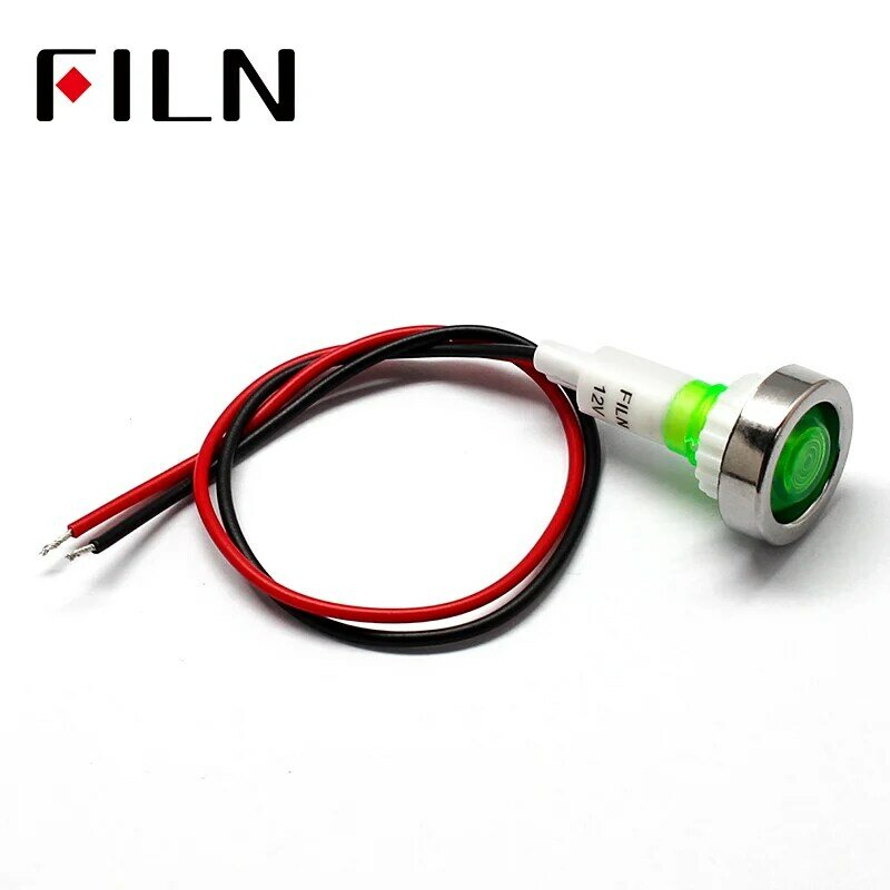 FILN-luz indicadora de plástico, lámpara de señal de 12v, 220v, 10mm, 20cm, cbale