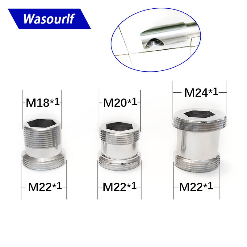 WASOURLF Adapter M18 M20 M22 gwint męski Transfer M22 gwint męski złącze mosiężne łazienka kuchnia kran wylewka akcesoria