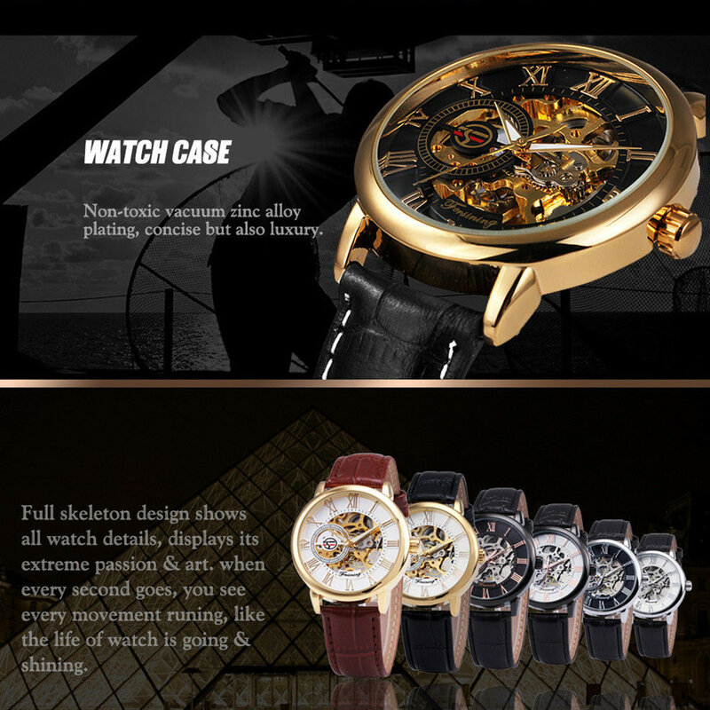 Мужские часы Лидирующий бренд роскошные механические часы великолепный 3D полый гравировальный корпус Скелет циферблат спортивные часы ...