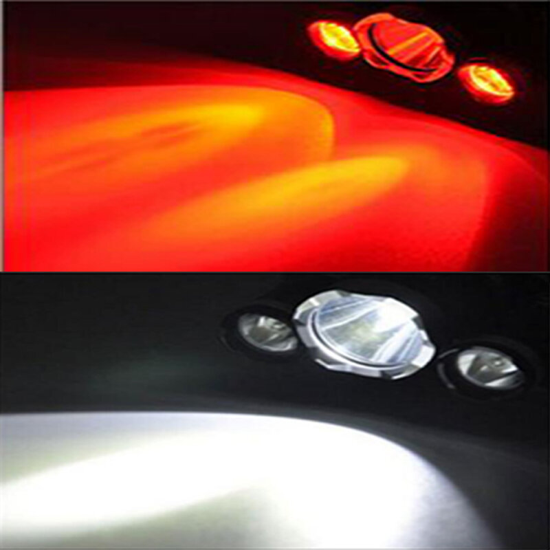 Lampe frontale à 3 LED, 2x XPE rouge, T6 blanc, 4 modes, lampe torche Rechargeable, batterie 18650, chargeur pour Camping