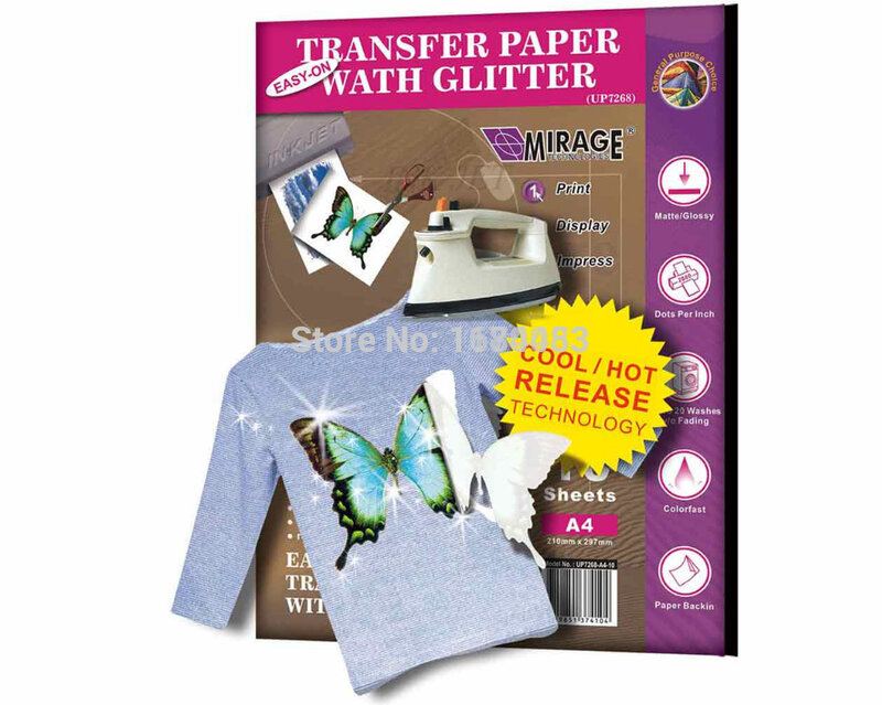 Papel de impresión de transferencia térmica por inyección de tinta, Papel de transferencia de tela de Color claro para ropa de algodón, A4 x 50 Uds.