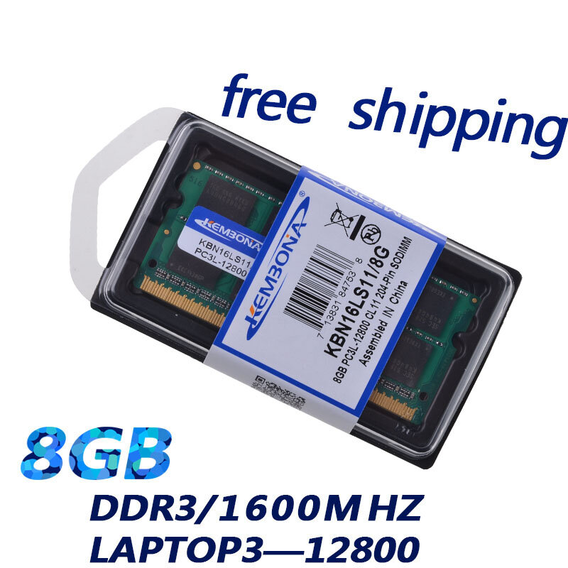KEMBONA – barrette de Ram DDR3L/DDR3 so-dimm pour ordinateur portable, Module de 8 go, PC3L-12800S/1.35V, 204 broches, garantie à vie, 1600Mzh
