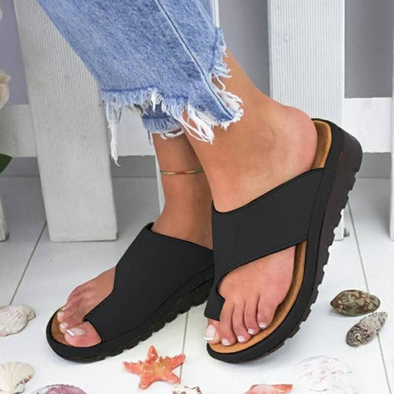 Verano sandalias de las mujeres cómodos plataforma plana suela Casual suave corrección sandalias ortopédicas juanete Corrector zapatos de mujer Zapatos