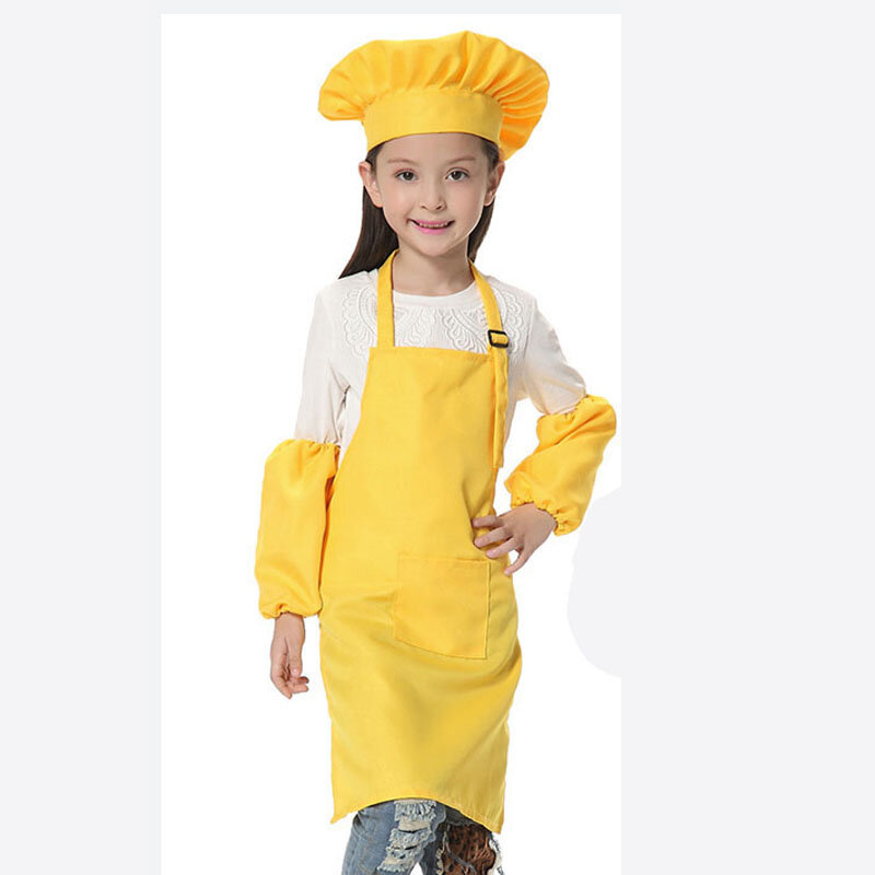 Grembiule per bambini manica per bambini cappello tasca asilo cucina cottura pittura cottura bevanda cibo Enfant Tablier Delantal Logo stampa