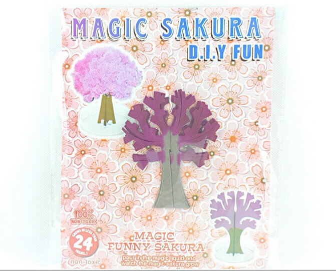 2PCS/LOT 9Hx8Wcm Magic Growing Tree Mystic Paper Sakura Crystal Trees Japan Desktop Cherry Blossom Educational Toys For Children