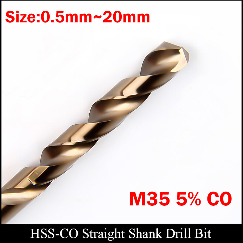 0.5mm 0.6mm 0.7mm 0.8mm 0.9mm stal nierdzewna stal szybkotnąca kobalt HSS CO HSS-CO w pełni szlifowany chwyt prosty wiertło spiralne