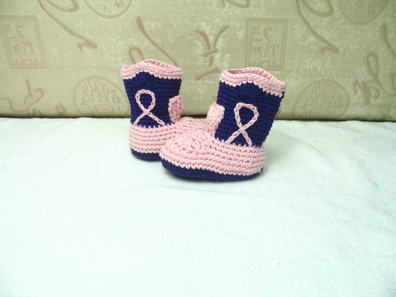 free shipping,Cute Handmade Knit Crochet baby Cowboy Boots Shoes Newborn Photo Prop New - Pink/blue