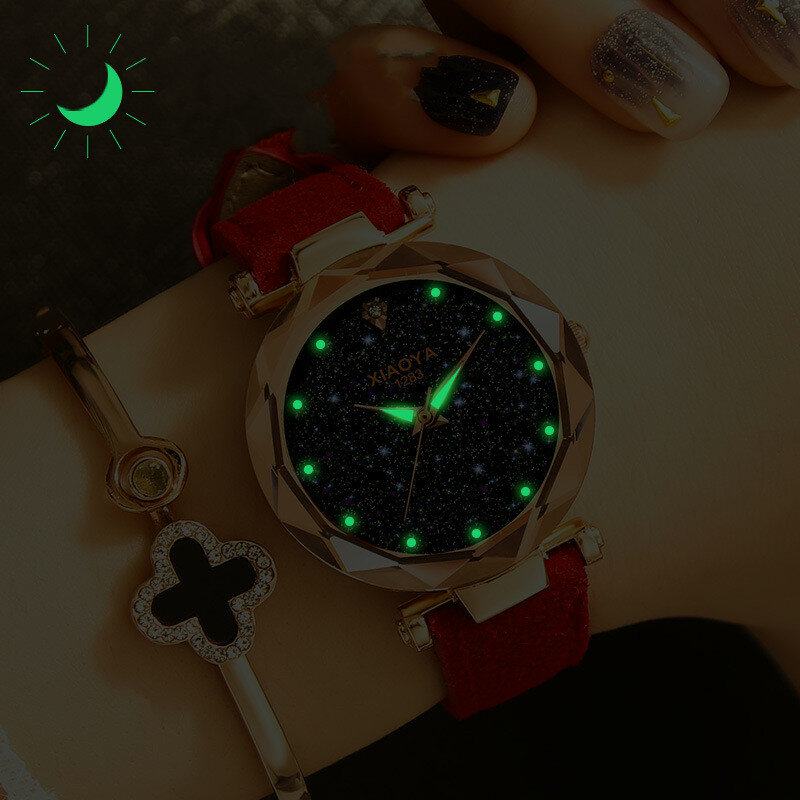 Reloj de pulsera de cuero Starry Sky 2019 para Mujer, relojes de lujo de marca superior, Reloj femenino de oro rosa, Reloj para Mujer