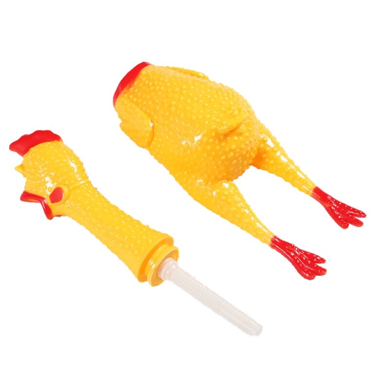 Borracha amarela frango gritando para Pet, Dog Chew Toy, Barras Buzz duráveis e engraçadas