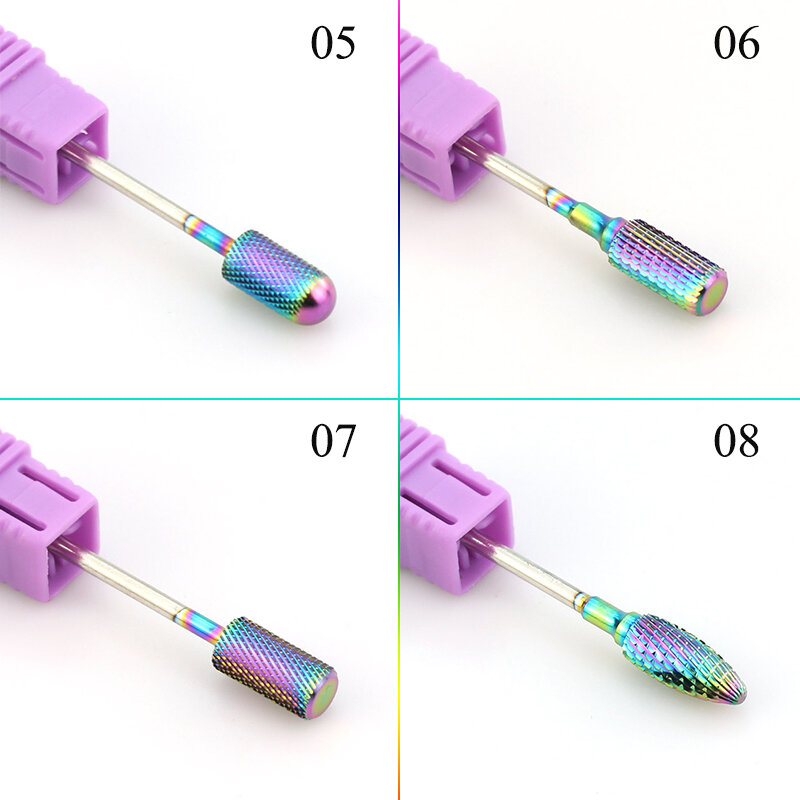 1pc Rainbow Carbide Nail Drill For Machine Rotary Cuticle Clean Router Bits Milling Cutter Pedicure Nail Art Tools Accessoires