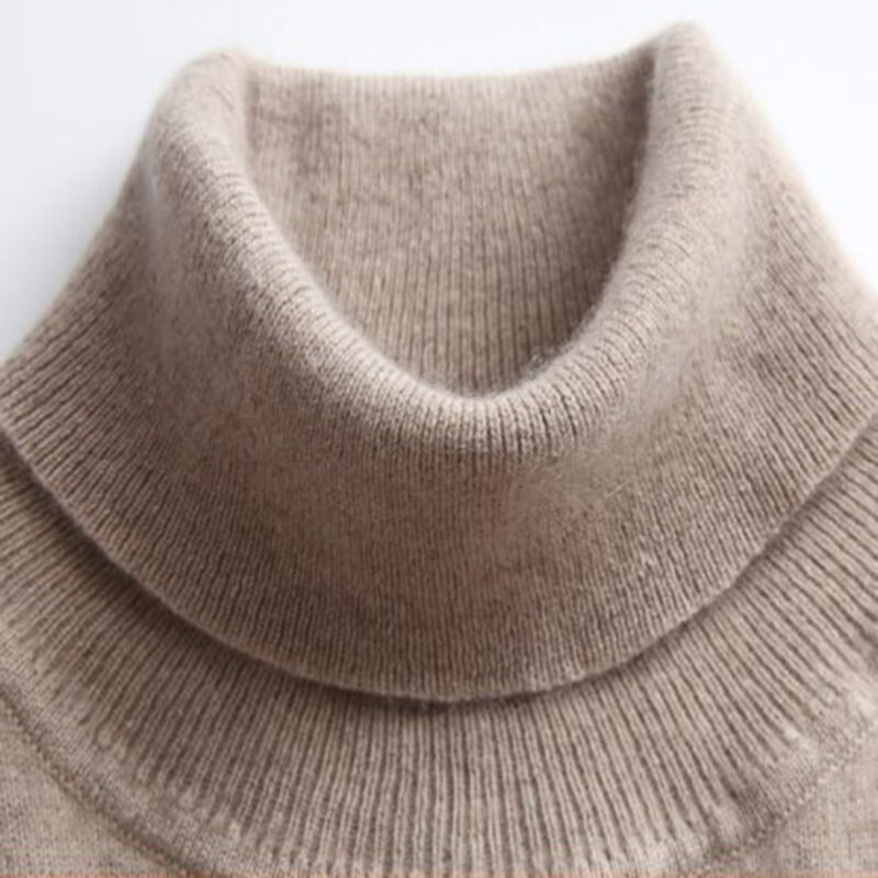 GABERLY-Pulls en cachemire doux pour femmes, pulls élastiques, col roulé, laine féminine, automne, hiver, marque