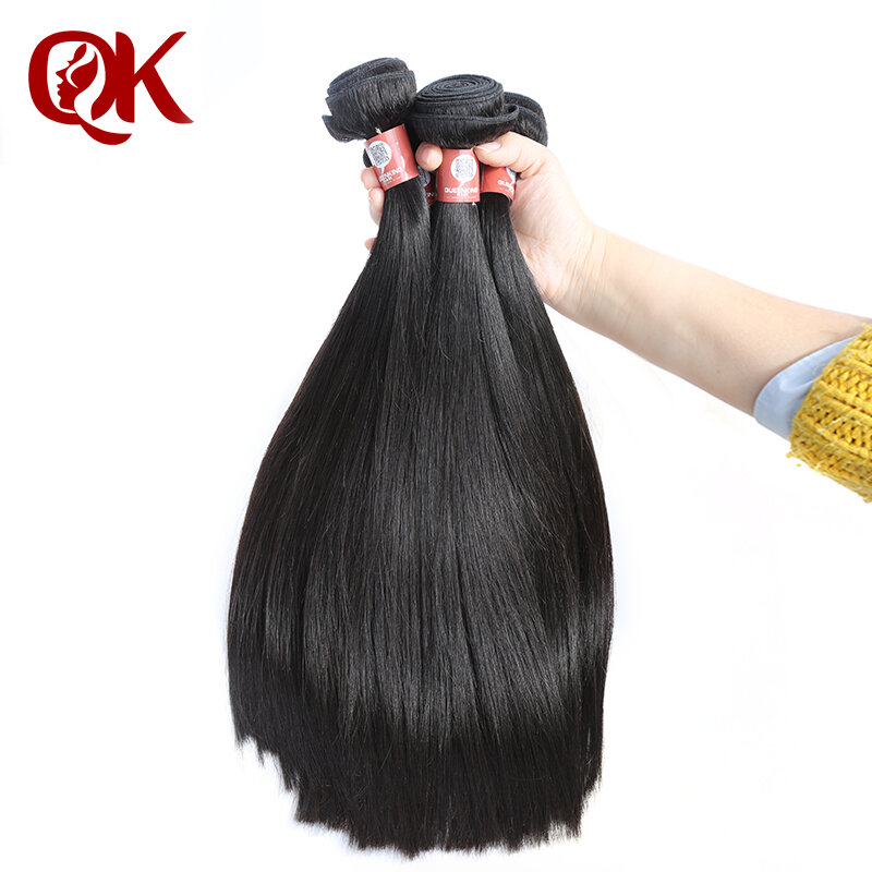 Queenking cabelo 12abraizlian remy feixes de cabelo humano em linha reta 4 pacotes tecer cabelo humano trama extensão do cabelo