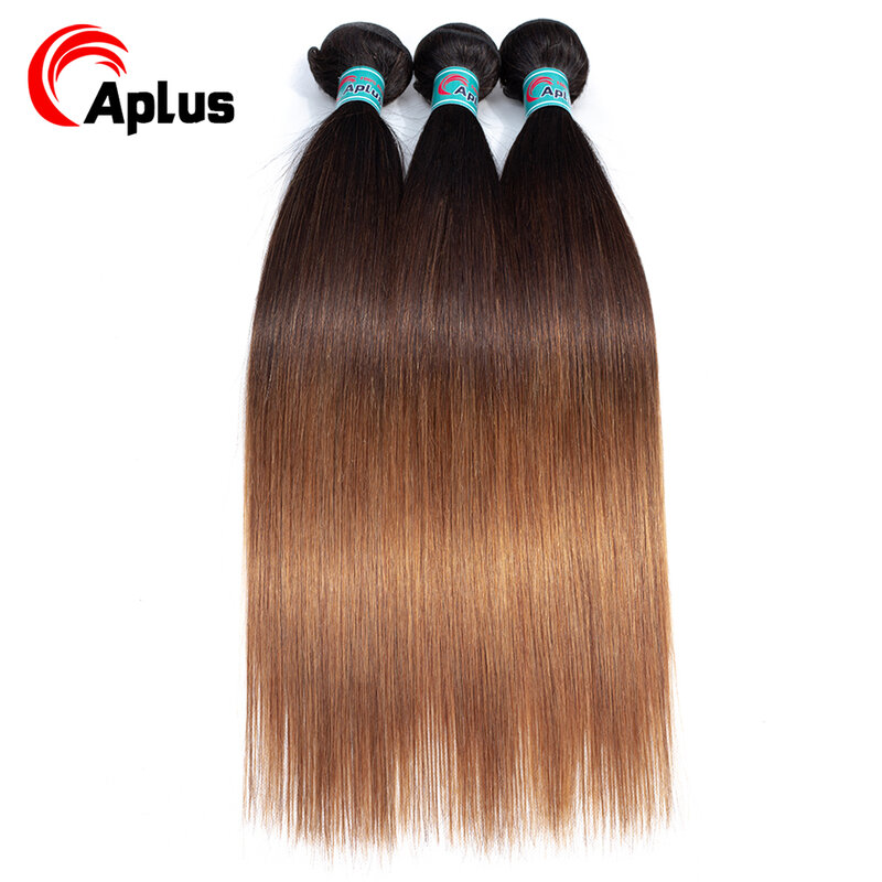 Aplus T1B/4/30 3-tonowa włosy typu Ombre z zamknięciem 100% ludzkich włosów w kolorze prostym włosy z malezji z zamknięciem dla kobiet