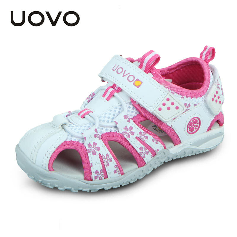 UOVO-zapatos de moda para niños y niñas, calzado con recortes de velcro, sandalias de playa de verano, talla 26-36, 2024
