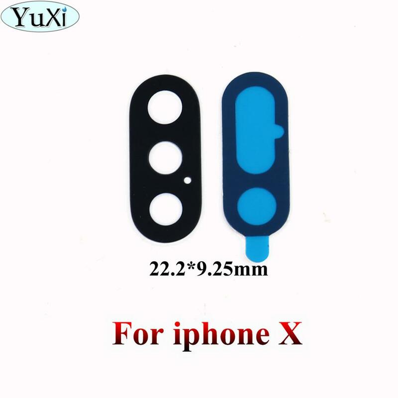 YuXi Lensa Kamera Kaca dengan Pita Pengganti untuk iPhone X XS Max XR 8 7 6S 6 Plus Lensa Kamera Belakang Belakang dengan Perekat