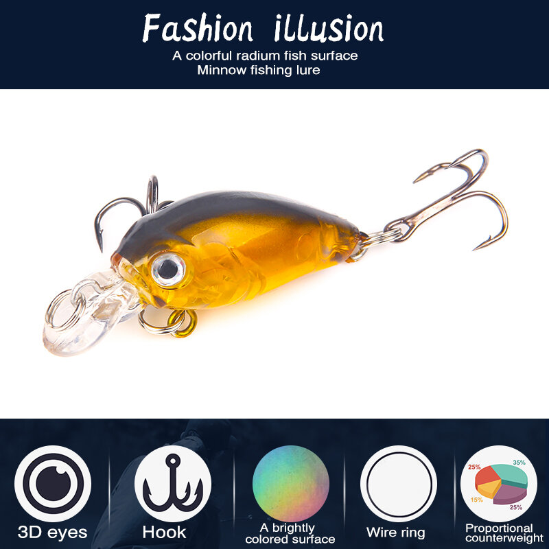 SEAPESCA Hot Professional Fishing Crank Lure 40mm 3.5g Quality Hard Bait for Pike Bass Lifelike Artificial Wobblers Lures YA24
