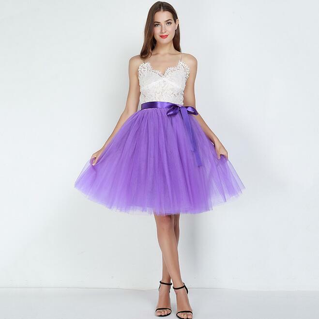 7 Layered Tulle Skirts Womens High Waist Swing Dolly Ball Gown Underskirt Mesh Tutu for Wedding Party
