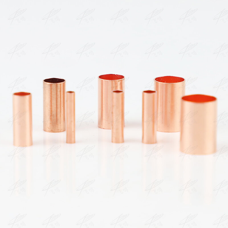 1000PCS Copper connecting pipe wire joint small copper tube intermediate joint direct connection pressure pipe cold pressed