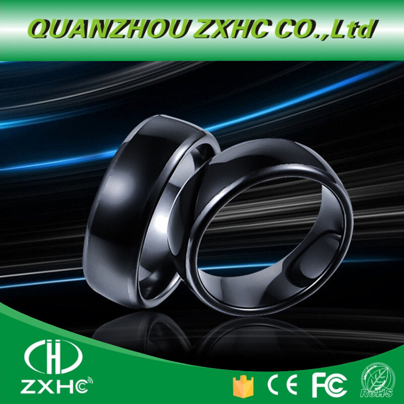 T5577 ou uid chip reescrever 125khz ou 13.56mhz rfid cerâmica inteligente dedo b anel wear para homem ou mulher