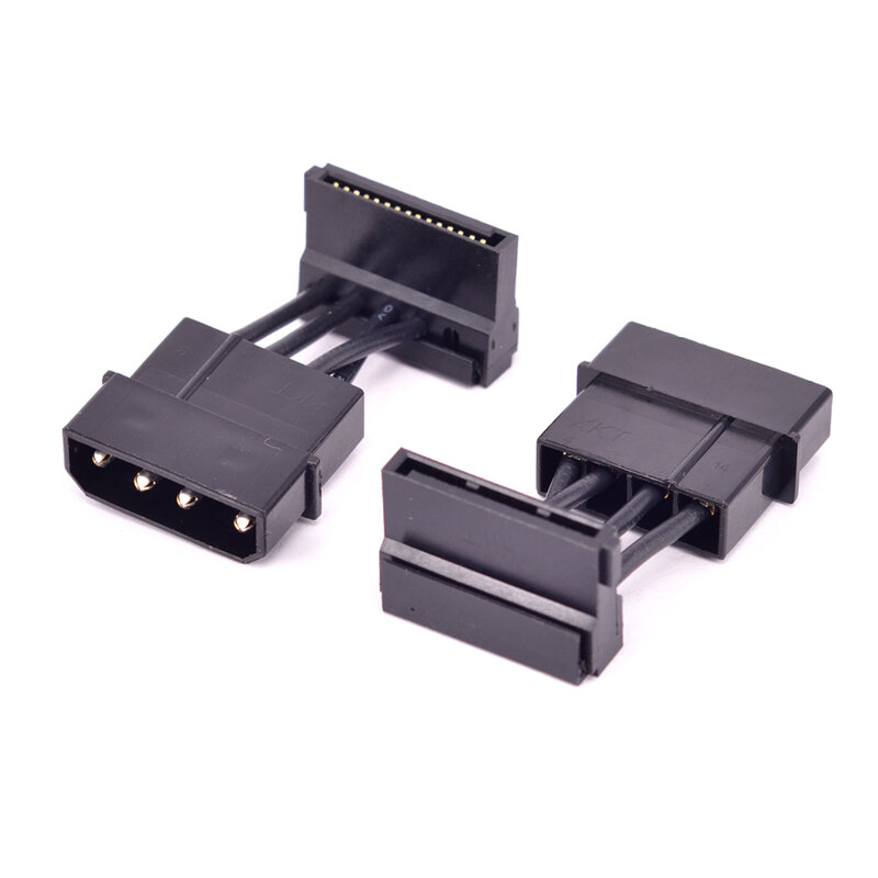 4Pin IDE Male to 15pin SATA male Power Supply Cable Right Angle SATA SSD Port to Molex D plug Converter Cable