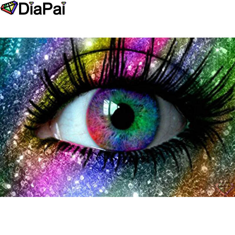 DIAPAI لوحة ماسية خماسية الأبعاد 100% حفر كامل مربع/مستدير "عيون ملونة" الماس التطريز عبر الابره ثلاثية الأبعاد ديكور A23566