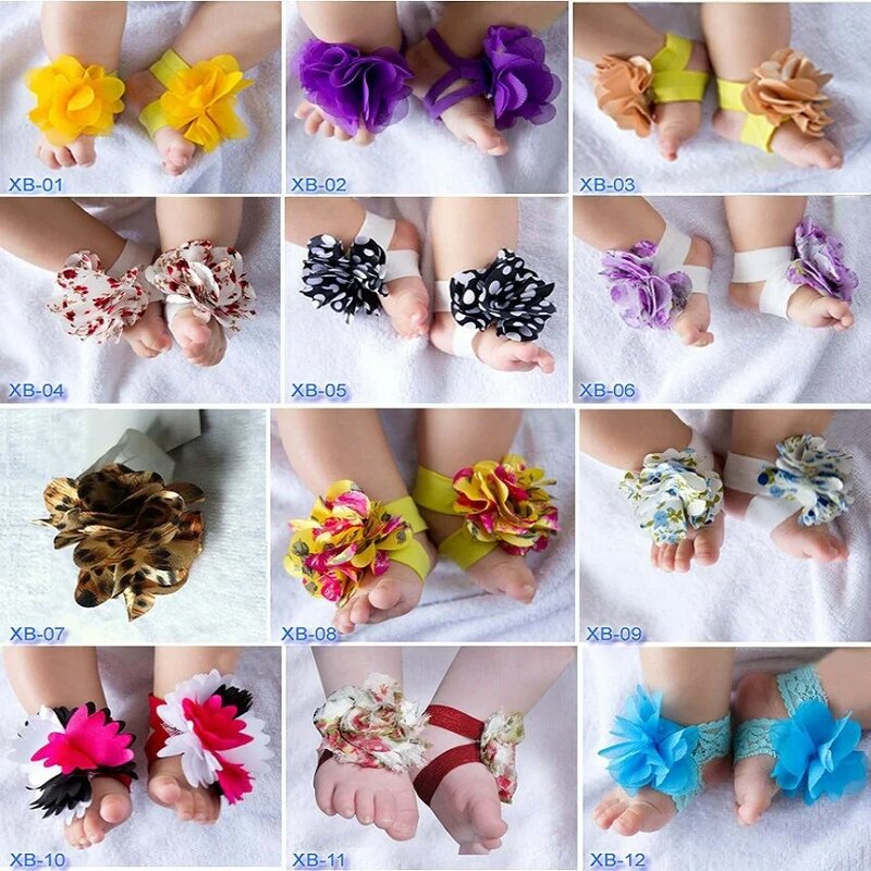 Hooyi-accesorios florales para niños y niñas, pulsera elástica para zapatos, calcetín para el pelo, chanclas F5, 2020